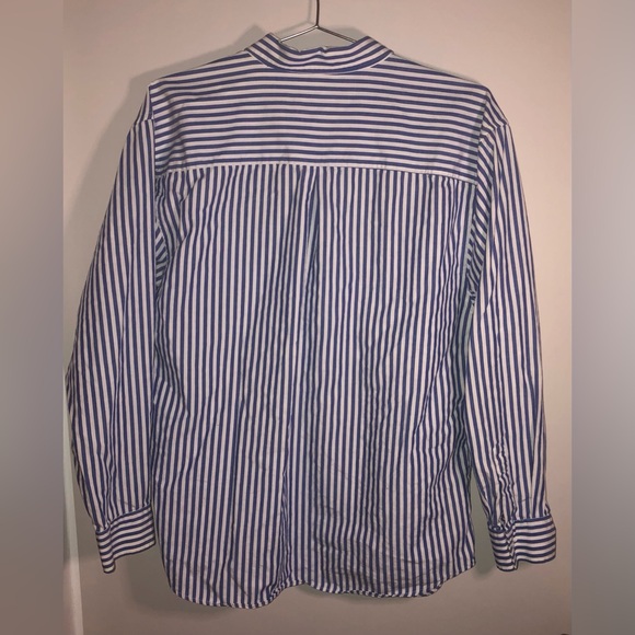Talbots Vintage Blue and White Striped Button-Up Shirt - Picture 6 of 6